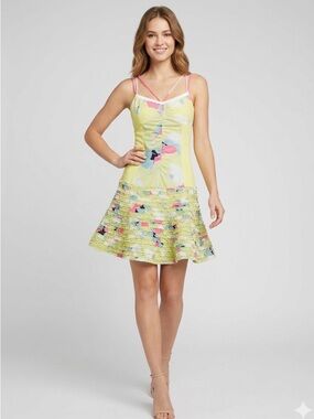 Maxzaria Collection Colorful Sleeveless Dress with Ruffle Hem